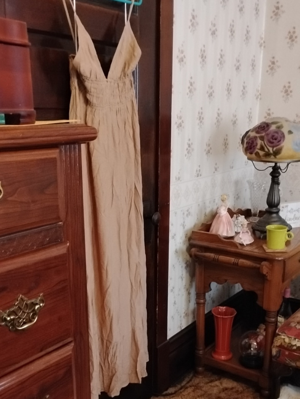 Love Tree Taupe Crinkled Maxi Dress